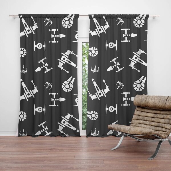Sablio Závěs Star Wars Vesmírné lodě Pattern: 2ks 140x250cm