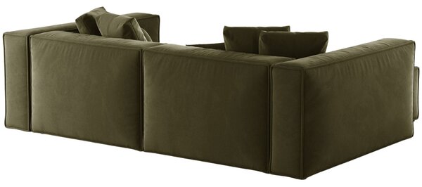 -25 % Dny MOMENTI– Cosmopolitan Design Zelená sametová rohová pohovka Aveiro 254 cm, levá