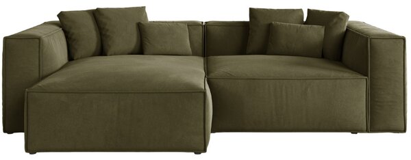 -25 % Dny MOMENTI– Cosmopolitan Design Zelená sametová rohová pohovka Aveiro 254 cm, levá