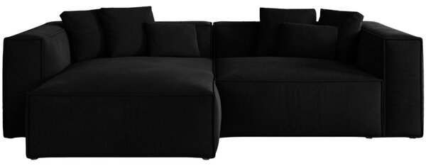 -25 % Dny MOMENTI– Cosmopolitan Design Černá sametová rohová pohovka Aveiro 254 cm, levá