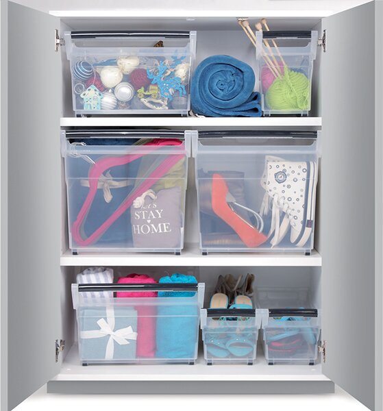 Prosperplast Úložný box, úzký s madlem, systémový NUK, 58x38x26, 30l