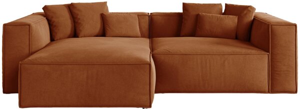 -25 % Dny MOMENTI– Cosmopolitan Design Terakotově oranžová sametová rohová pohovka Aveiro 254 cm, levá