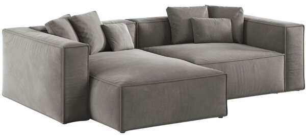 -25 % Dny MOMENTI– Cosmopolitan Design Šedá sametová rohová pohovka Aveiro 254 cm, levá