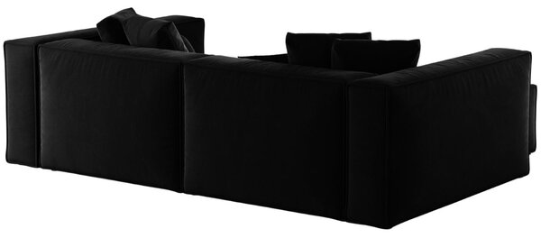 -25 % Dny MOMENTI– Cosmopolitan Design Černá sametová rohová pohovka Aveiro 254 cm, levá