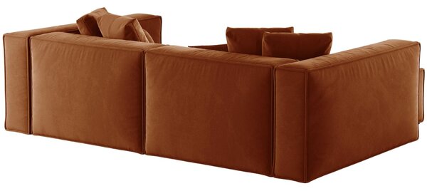 -25 % Dny MOMENTI– Cosmopolitan Design Terakotově oranžová sametová rohová pohovka Aveiro 254 cm, levá