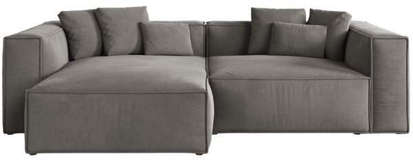 -25 % Dny MOMENTI– Cosmopolitan Design Šedá sametová rohová pohovka Aveiro 254 cm, levá