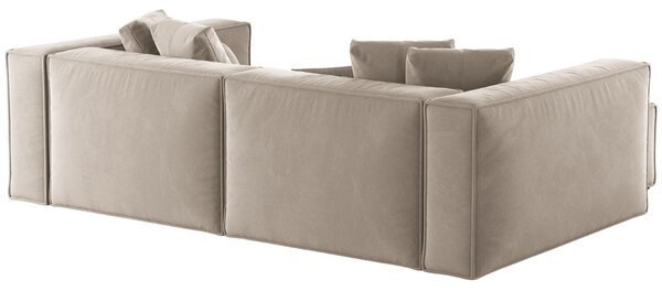 -25 % Dny MOMENTI– Cosmopolitan Design Světle béžová sametová rohová pohovka Aveiro 254 cm, levá