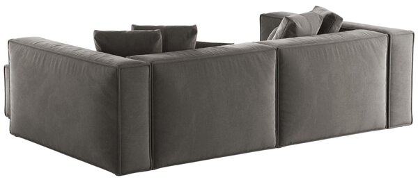 -25 % Dny MOMENTI– Cosmopolitan Design Šedá sametová rohová pohovka Aveiro 254 cm, pravá
