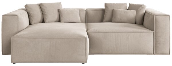 -25 % Dny MOMENTI– Cosmopolitan Design Světle béžová sametová rohová pohovka Aveiro 254 cm, levá