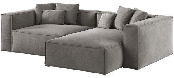 -25 % Dny MOMENTI– Cosmopolitan Design Šedá sametová rohová pohovka Aveiro 254 cm, pravá