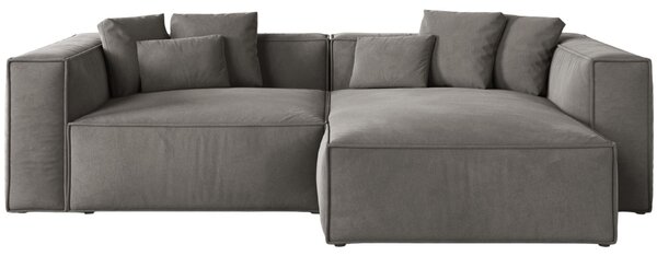 -25 % Dny MOMENTI– Cosmopolitan Design Šedá sametová rohová pohovka Aveiro 254 cm, pravá