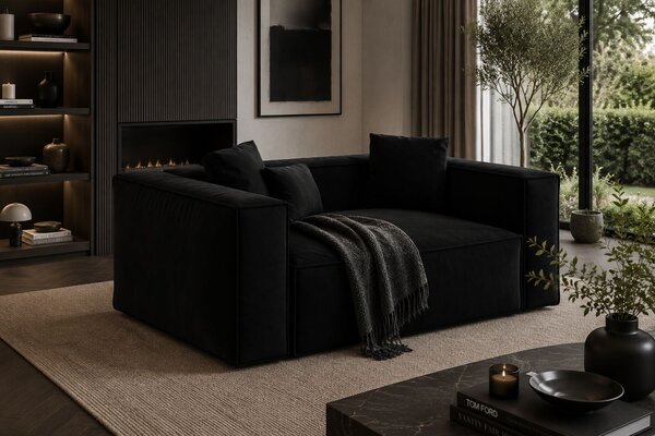 -25 % Dny MOMENTI– Cosmopolitan Design Černá sametová dvoumístná pohovka Aveiro 180 cm