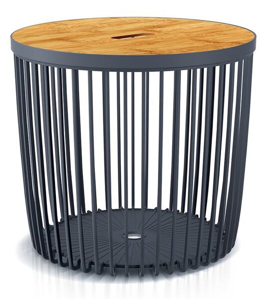 Stolík Clubo 450x410 mm, 2v1, univerzálny kôš, bambusové veko, 50 lit., antracit