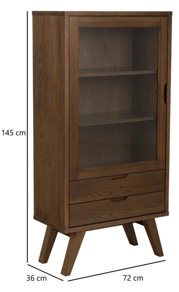 Actona Vitrína A-LINE 145 cm kouřový dub