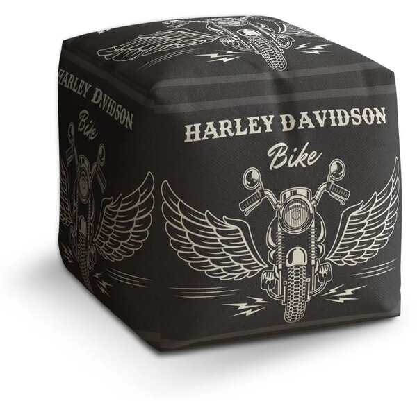 Sablio Taburet Cube Harley-Davidson S křídly - 40x40x40 cm