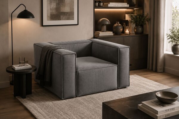 -25 % Dny MOMENTI– Cosmopolitan Design Šedé sametové křeslo Aveiro