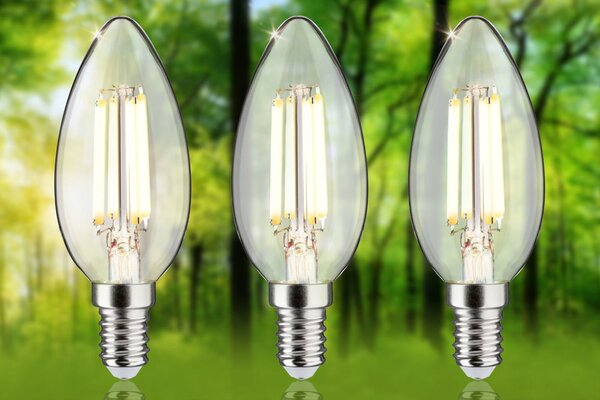 P 29199 Eco-Line Filament 230V LED svíčka E14 3ks-sada 98mm 2,5W 3000K čirá - PAULMANN
