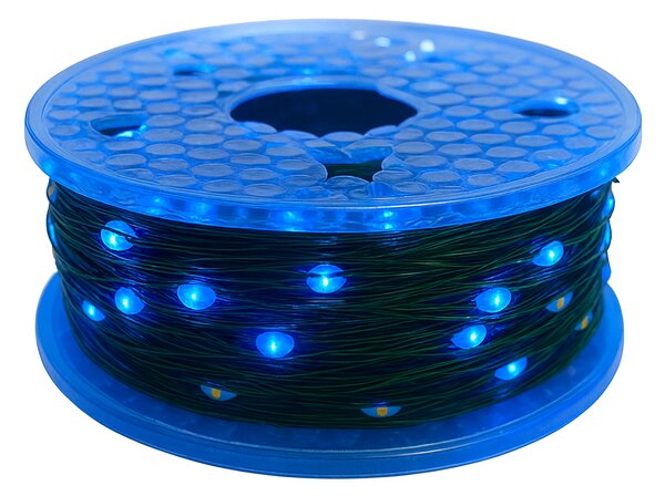 Vánoční LED mikro řetěz, modrá se záblesky, 50 m, 500 kapkových LED