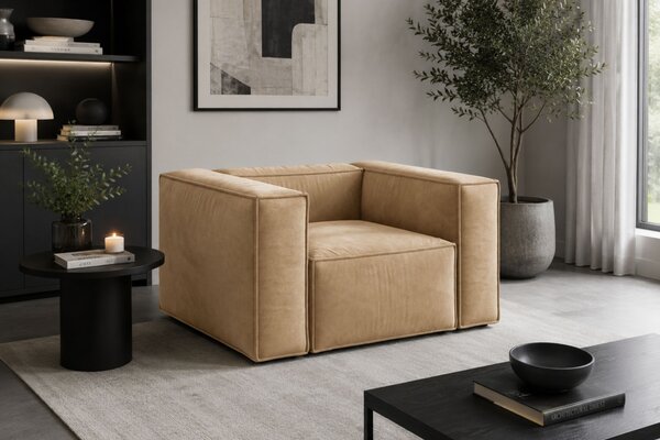 -25 % Dny MOMENTI– Cosmopolitan Design Béžové sametové křeslo Aveiro