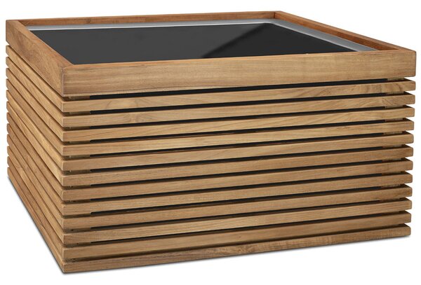 Čtvercový květináč Modulo, 40/51/60/80 x 40/51/60/80 x 43/43/43/43 cm, přírodní teak Rozměry: Délka, Šířka, Výška 80x80x43 cm