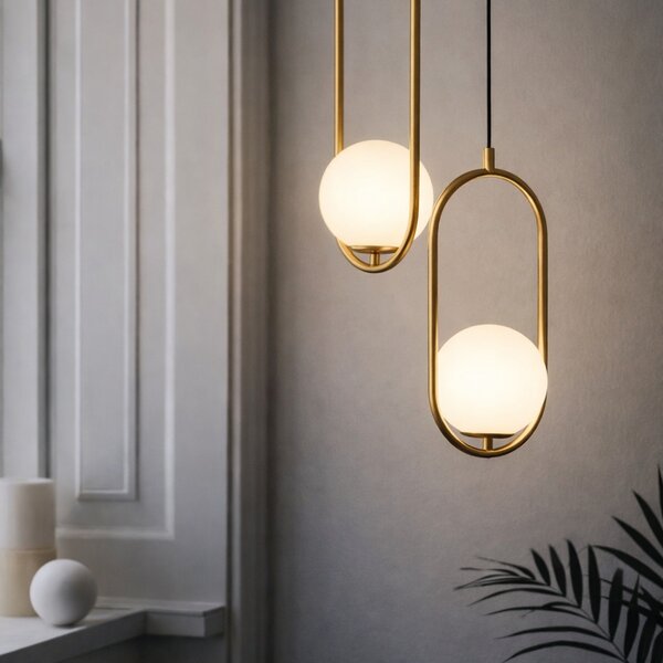 Opálově bílé skleněné závěsné světlo Nova Luce Obitar 20 cm