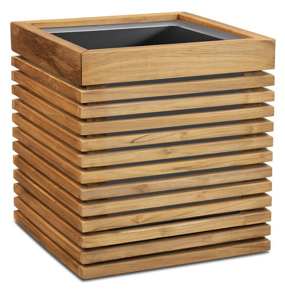 Čtvercový květináč Modulo, 40/51/60/80 x 40/51/60/80 x 43/43/43/43 cm, přírodní teak Rozměry: Délka, Šířka, Výška 40x40x43 cm