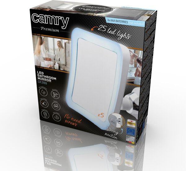 Koupelnové zrcadlo Camry, CR 2169, 16,3 cm, LED zrcadlo, bílé