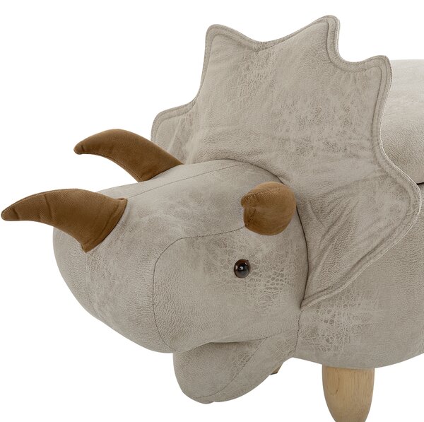 Zvířecí stolička s úložným prostorem TRICERATOPS Tkanina Světle šedá Dinosaurus