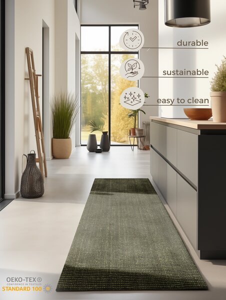 Hanse Home, Běhoun Bouclé Jute 105977 Jungle Green, 80x200, zelená, chodba / předsíň
