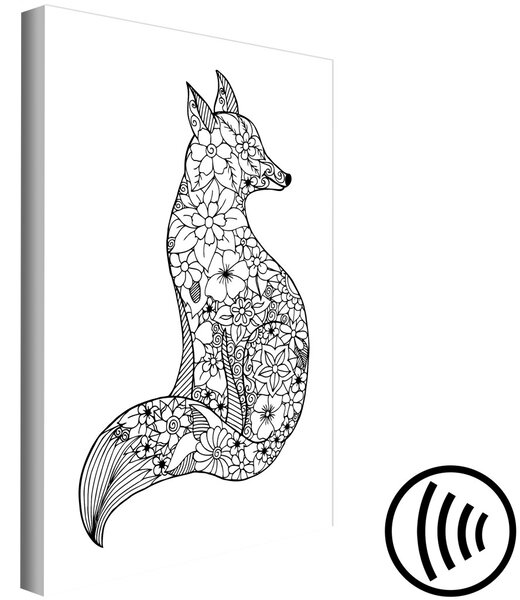 Obraz Liška v květinovém motivu (1-dílný) - Černobílý vzor zvířete