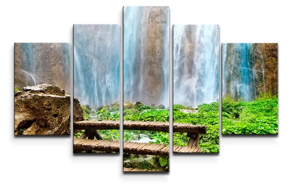 Sablio Obraz - 5-dílný Posezení u vodopádu - 125x90 cm