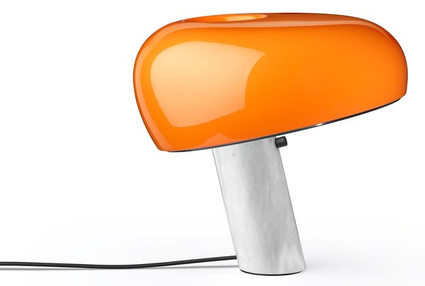 Flos F6380075 Snoopy, designová stolní lampa se stmívačem v kombinaci oranžové a mramoru, 1x150W E27, výška 36,9cm