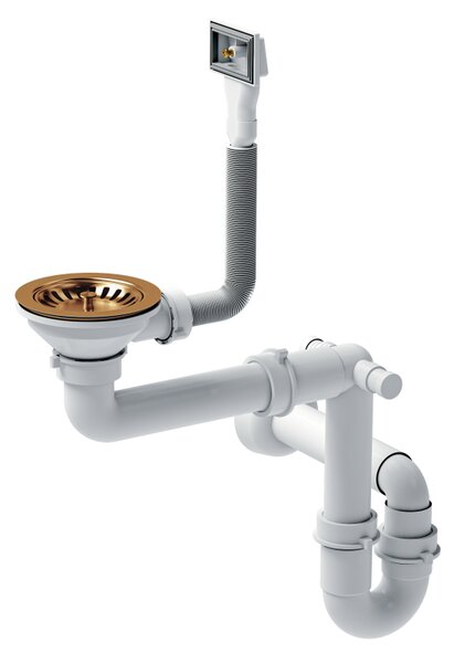 Kuchyňský nerezový dřez REA RUSSEL 111 měděný, mycí komora vlevo