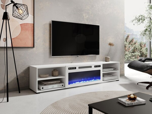TV skříňka s krbem Loloz 180, Barva: bílá, Krb: bílý 5903211468629