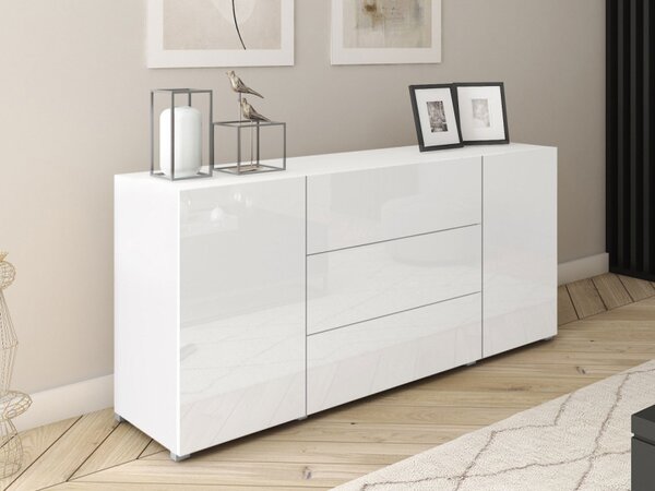 Komoda Zinigo 150, Barva: bílá / bílý lesk 5903211466878