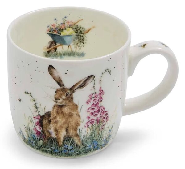 Porcelánový hrnek Zajíc a květiny 310 ml