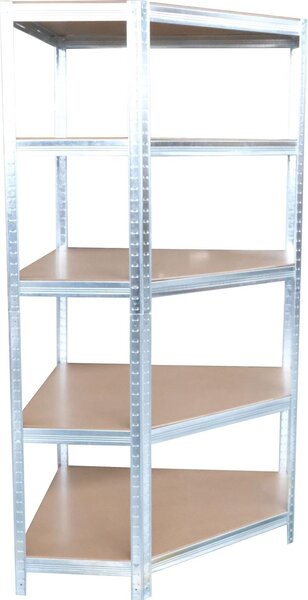 Regál Racks RAT80, do kúta, rohový, kovový, MDF, 5 políc, 180x90x40 cm, max. 150 kg/polica