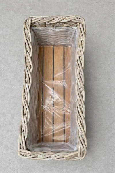 RATANOVÉ koše RATTBOX na dřevěném podstavci, HRUBÝ RATAN, Grey, set 3 kusy (Van der Leeden®)