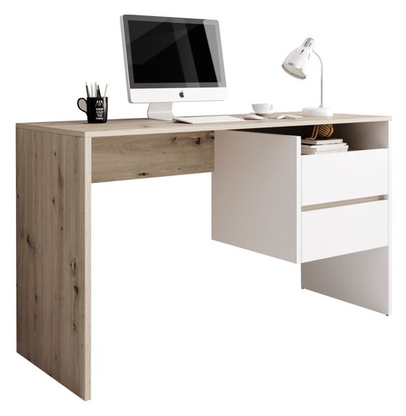 Kondela PC stůl, dub artisan/bílý mat, TULIO