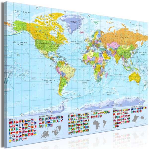 Obraz XXL Svět: Barevná mapa [velký formát]