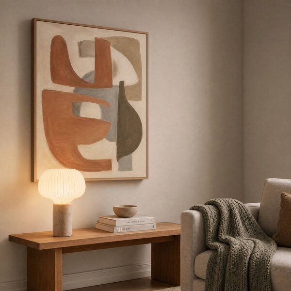 Lucande Stolní lampa Eloise, 42 cm, bílá, textil/beton, E27, Bílá / opál, Obývací pokoj / jídelna, Textil / tkanina / hedvábí, Skandinávský