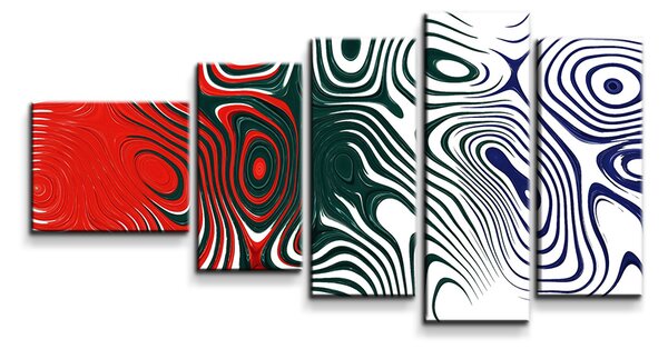 Sablio Obraz - 5-dílný Dvoubarevná abstrakce - 100x60 cm