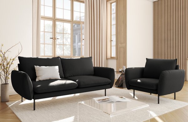 -25 % Dny MOMENTI– Cosmopolitan Design Černá bouclé dvoumístná pohovka Vienna 160 cm