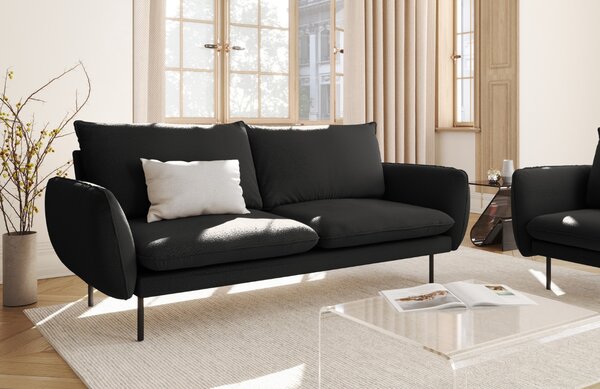 -25 % Dny MOMENTI– Cosmopolitan Design Černá bouclé trojmístná pohovka Vienna 200 cm
