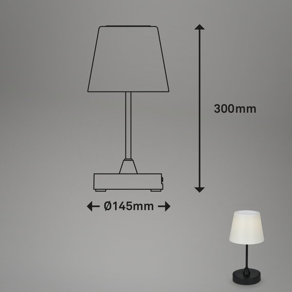 BRILO 7032-415 LED venkovní stolní lampa s dotykovým vypínačem, pr.30 cm, LED modul, 3 W, 340 Lm, černá - BRILO