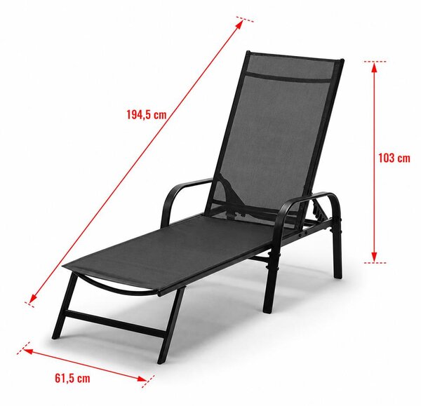 Polohovatelné relaxační lehátko Avenberg MARGARITA černá