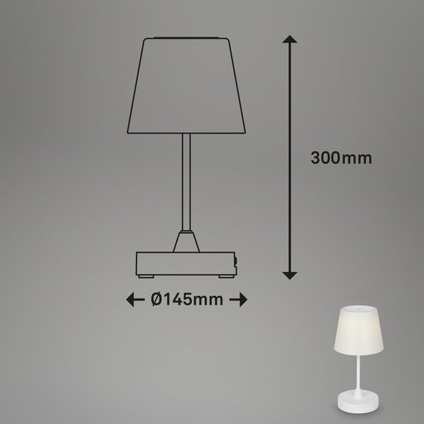BRILO 7032-416 LED venkovní stolní lampa s dotykovým vypínačem, pr.30 cm, LED modul, 3 W, 340 Lm, bílé - BRILO