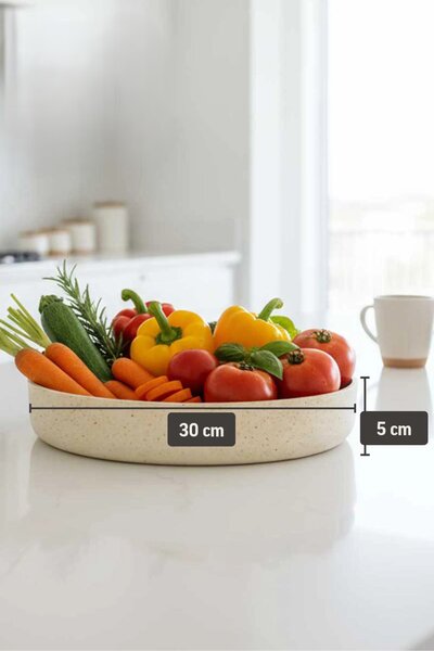 Dekorační miska ORYVEN, sklolaminát, průměr 30 cm, béžová
