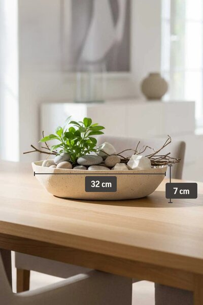 Okrasná miska CAVERO, sklolaminát, průměr 32 cm, béžová