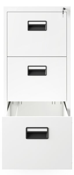 Plechová kartotéka, 3 zásuvky SARA V3, 460 x 1020 x 620 mm, bílá